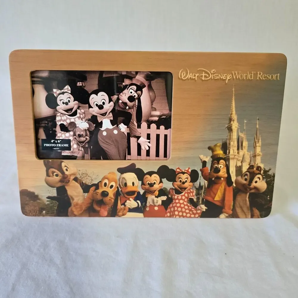 Disney Parks 4 x 6 Wood Photo Frame Featuring Micky Mouse & Friends 11